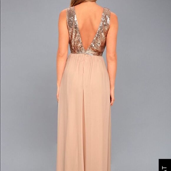 Lulus Elegant Encounter Rose Gold Sequin Dress Size XS - Picture 3 of 11